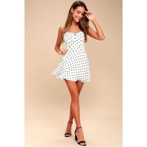 Lulu’s White Polka Dot Skater Dress XL
